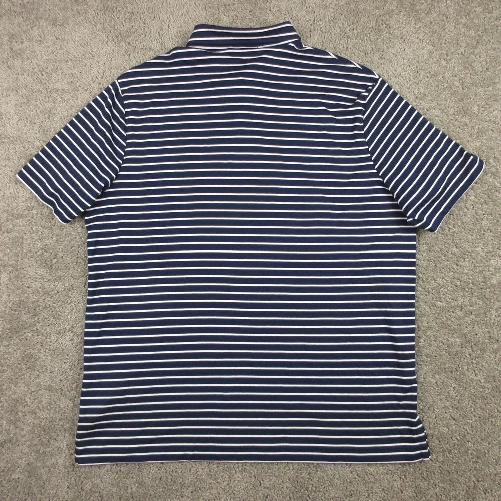 Polo Ralph Lauren Shirt Mens XL Navy White Striped Soft Knit Golf Tennis Preppy